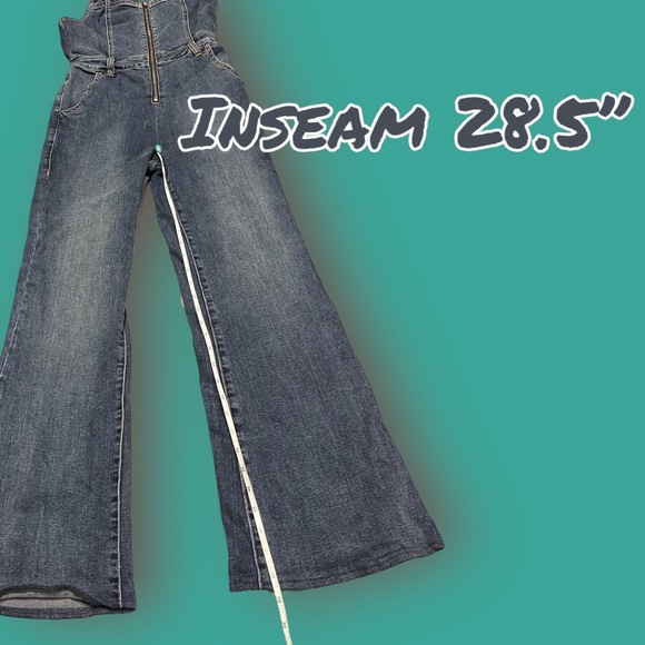 PacSun front zip flare denim overalls. Size Small 🌺 - Picture 5 of 11